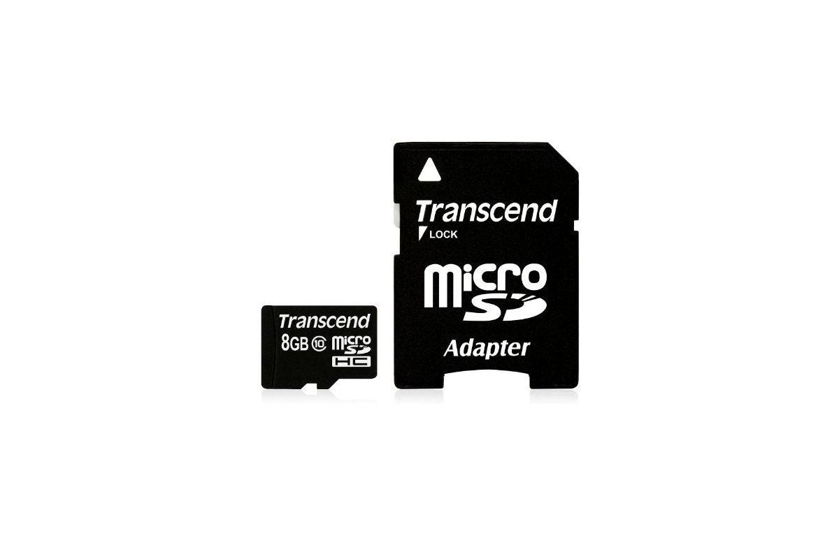 SD microSD Card 8GB Transcend SDHC Class10 w/adapter