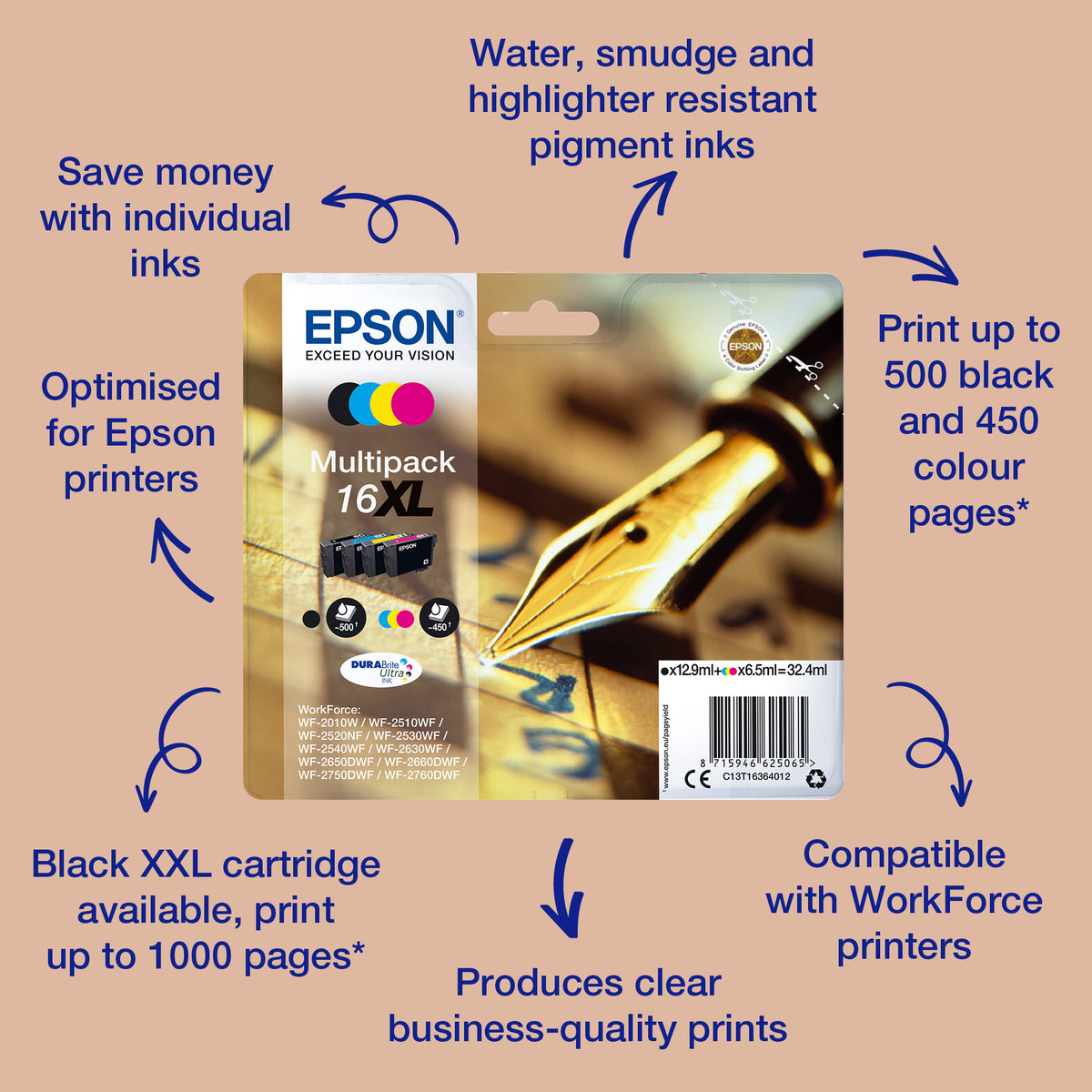 Epson ink cartridge XL yellow DURABrite Ultra T 163     T 1634