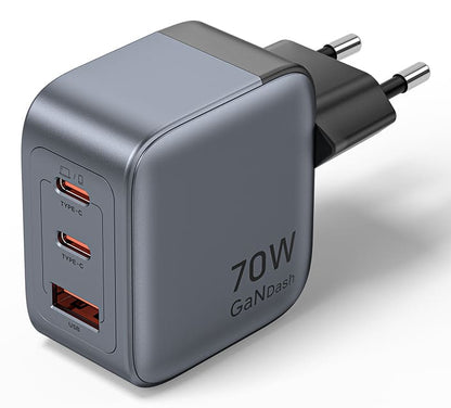 Vention 70W GaN PD Charger 1x USB-A 2x USB-C BK