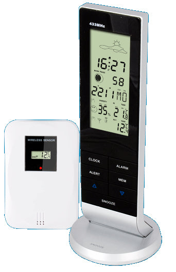 Alecto WS-1150 Weather Station with Wireless Sensor — Black/Silver