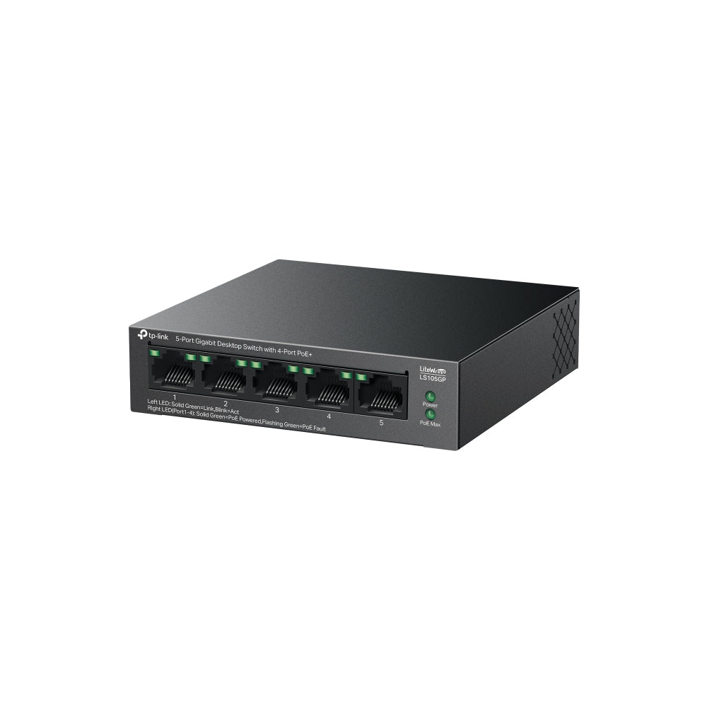 TP-Link LiteWave Επιτραπέζιος Διακόπτης 5 θυρών Gigabit με 4 Θύρες PoE+