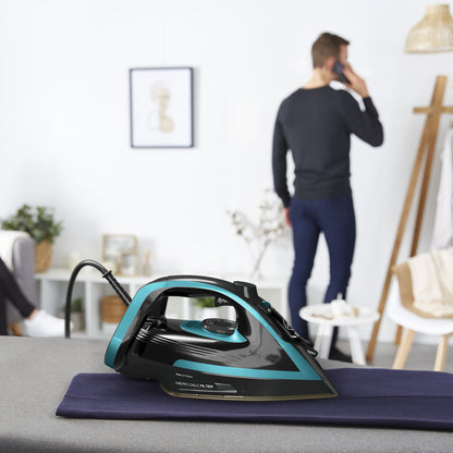 Tefal Puregliss FV8066 Dry & Steam Iron with Durilium AirGlide Autoclean Soleplate, 3000 W, Black/Blue