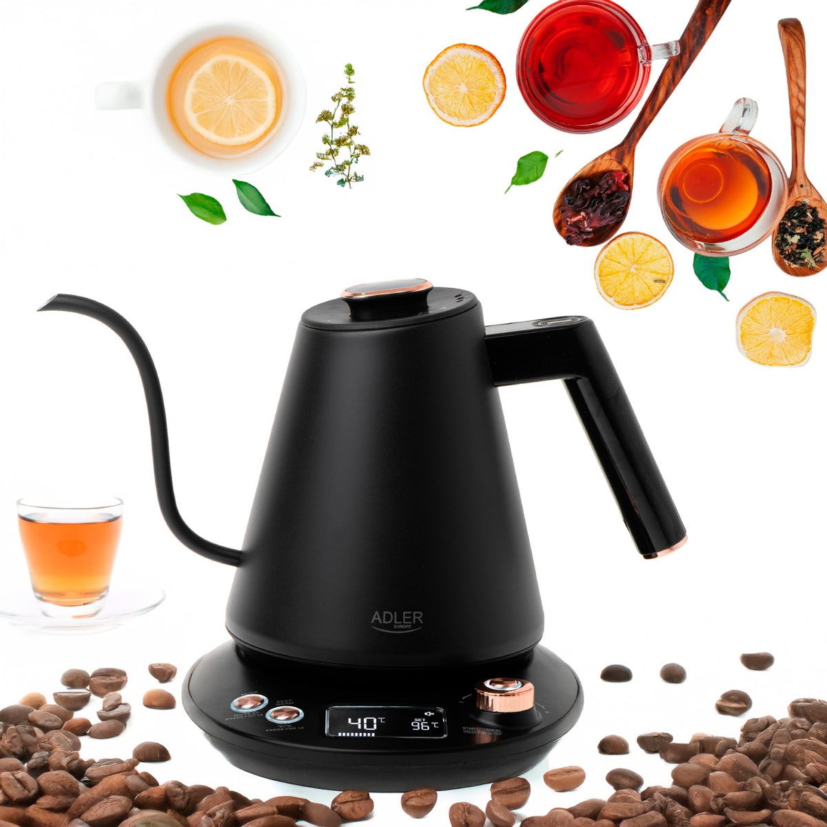 Adler AD 1349 Electric kettle with long spout 1.0L Black