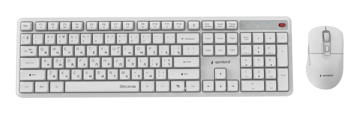 Gembird KBS-WMS-01-W-CYRL Silent key Pro Business wireless desktop set, white, RU layout