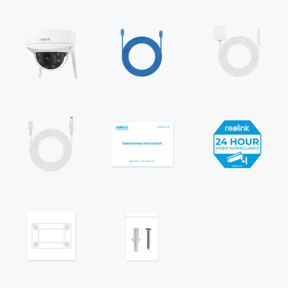Reolink W437 - 4K Wi‑Fi 6 Security Camera, IK10 Vandal-Proof, 5X Optical Zoom, 2.4/5 GHz Wi‑Fi, Color Night Vision