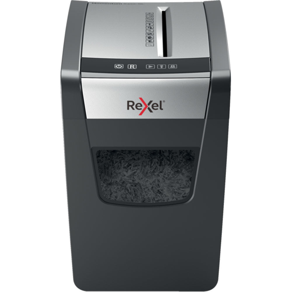 Rexel Momentum X410-SL Paper Shredder – Cross Shredding, Black/Grey