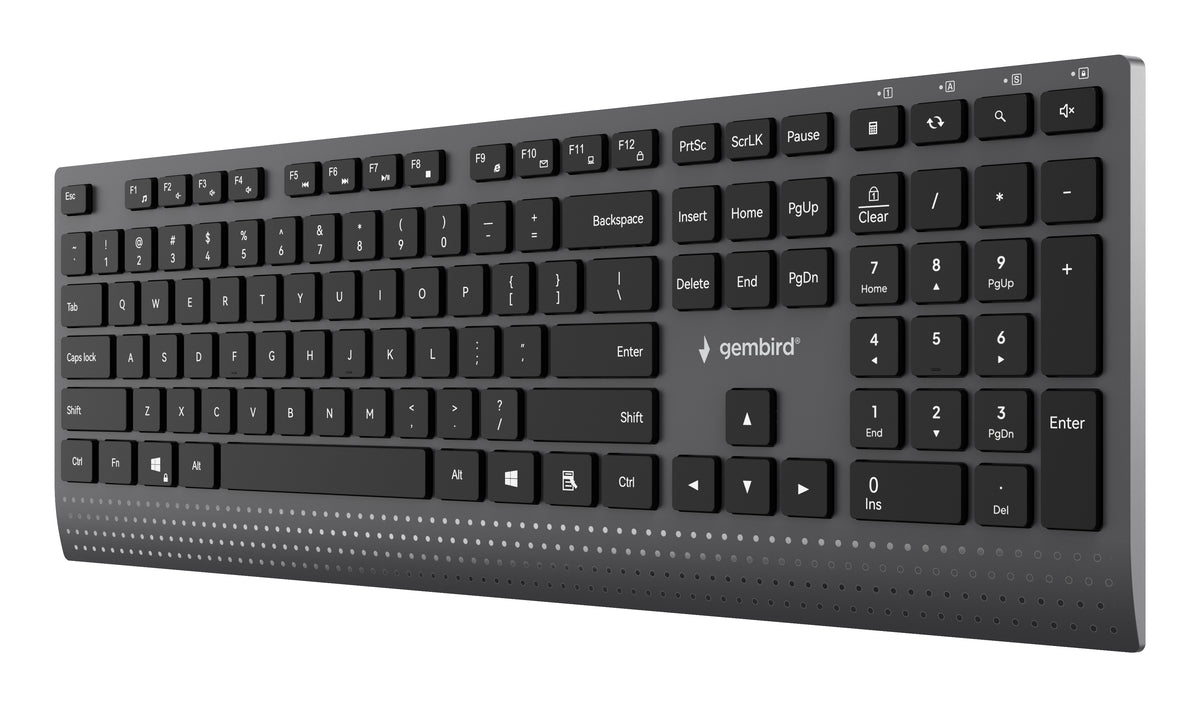 Gembird KB-MCH-06 Slim wired multimedia keyboard with Type-C adapter, US layout, black