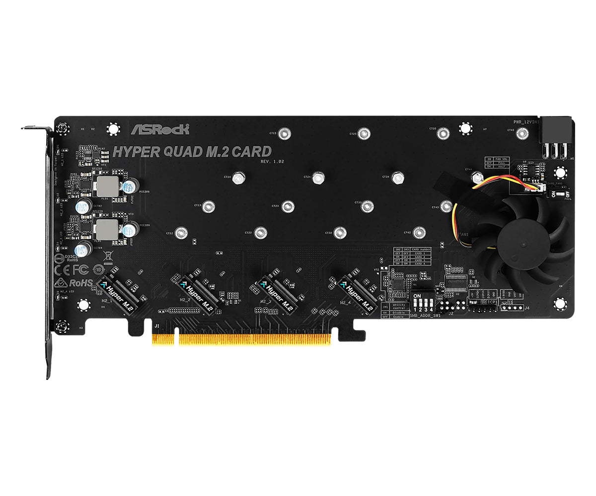 ASRock Hyper Quad M.2 Card PCIe Gen4 x16 for 4x SSD