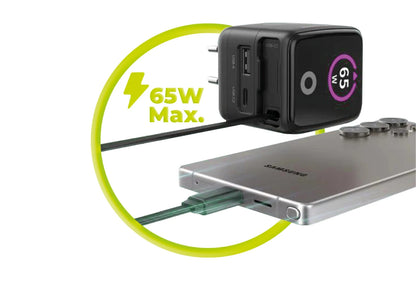 Mobile Origin 65W GaN Charger PW3 USB-C with 65cm cable + USB-A