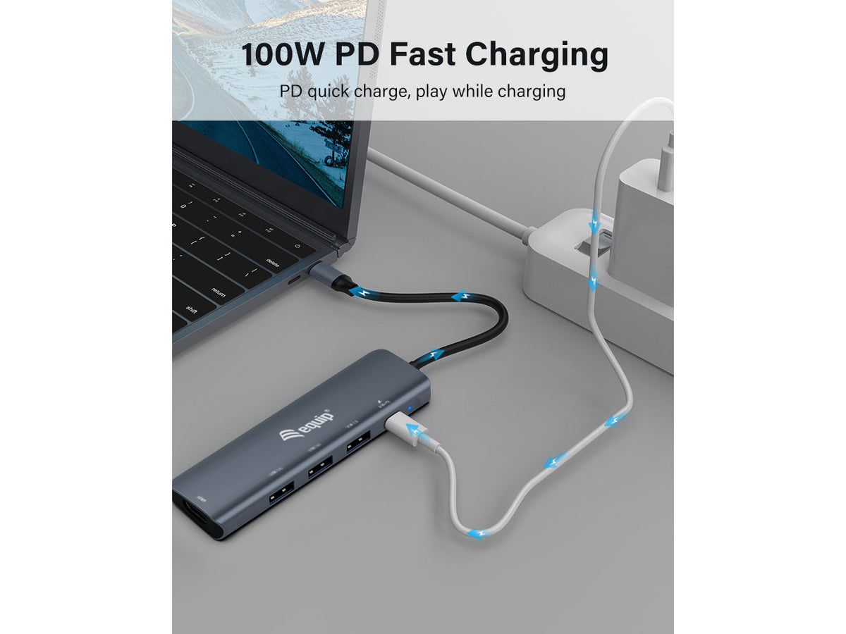 Equip Dock  5-1 USB-C->HDMI,3xUSB-A,100W USB-C         0.25m