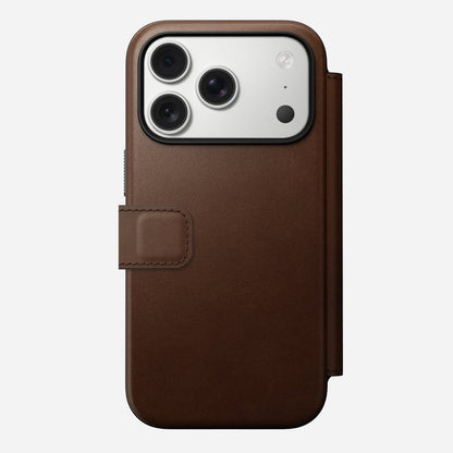 Nomad Magnetic Leather Back for MagSafe iPhone 17 Pro Max in Rustic Brown H