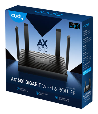 Ασύρματος δρομολογητής Cudy WR1500 με θύρα Gigabit Ethernet, Dual-band (2,4 GHz / 5 GHz), Μαύρος