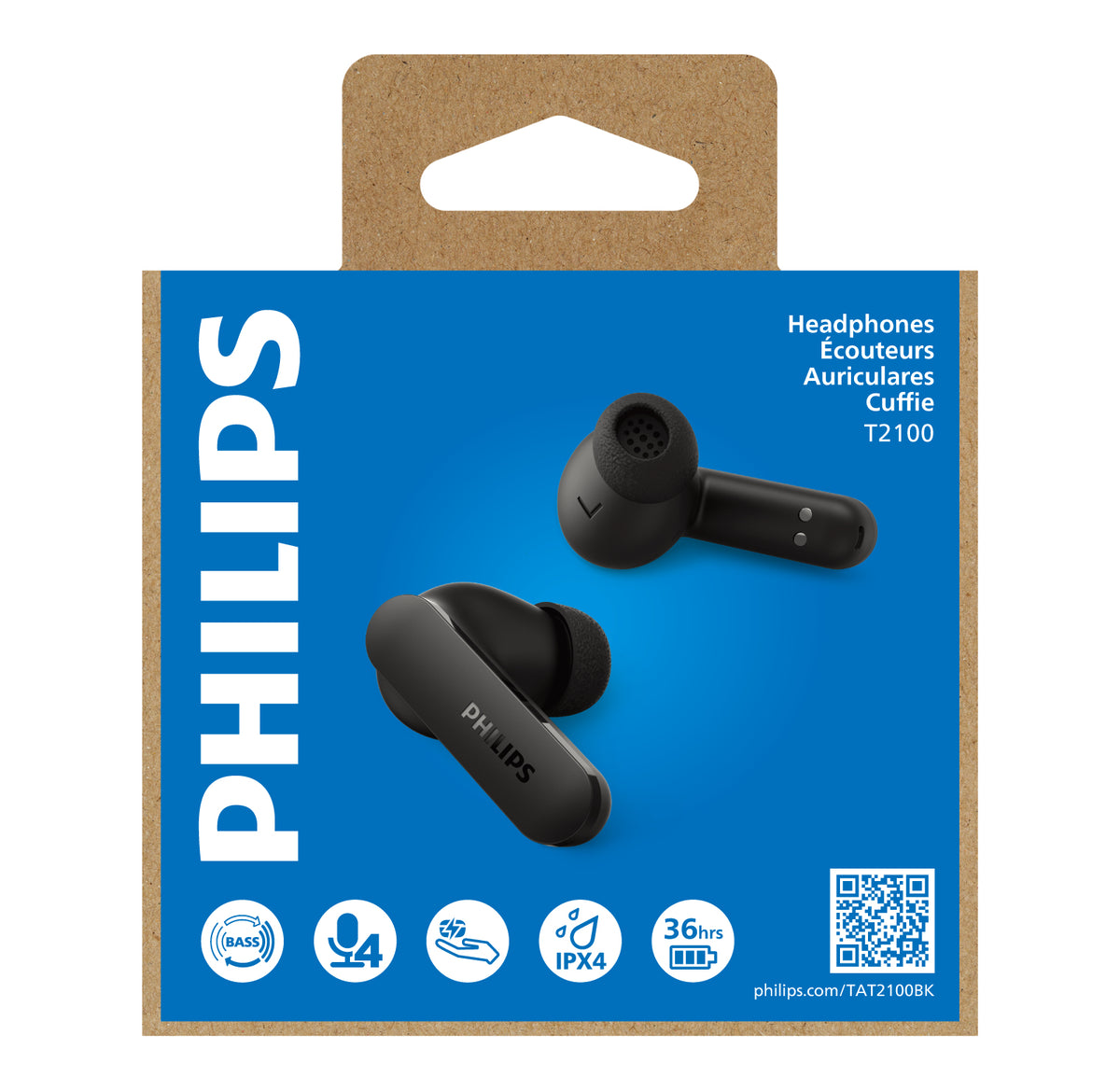 Philips TAT2100BK/00 Black In-Ear Wireless Headphones