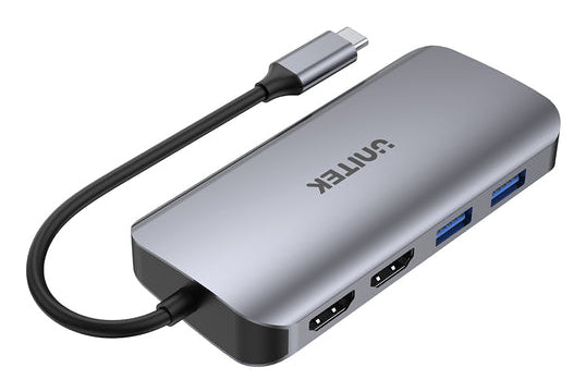 UNITEK ACTIVE HUB USB-C 2X HDMI 4K, RJ45, PD 100W