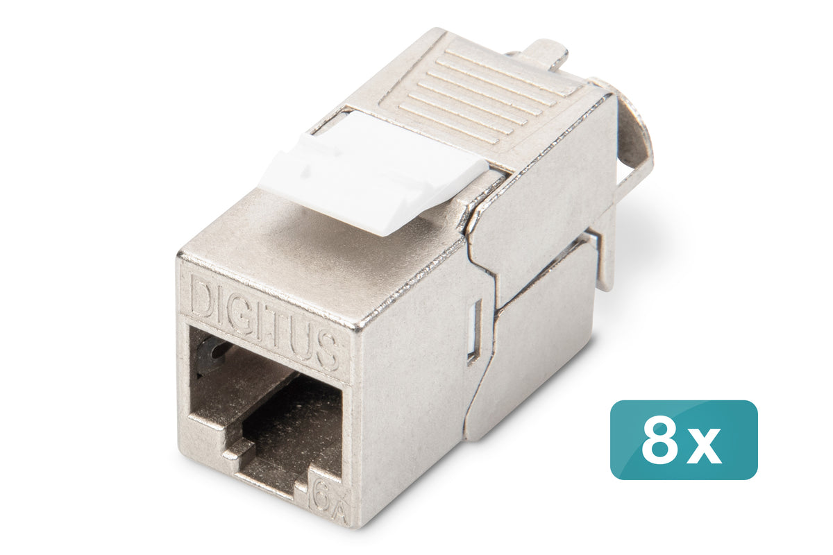 DIGITUS Cat6A Shielded Keystone Jack RJ45 to LSA, 500 MHz, 8 pcs