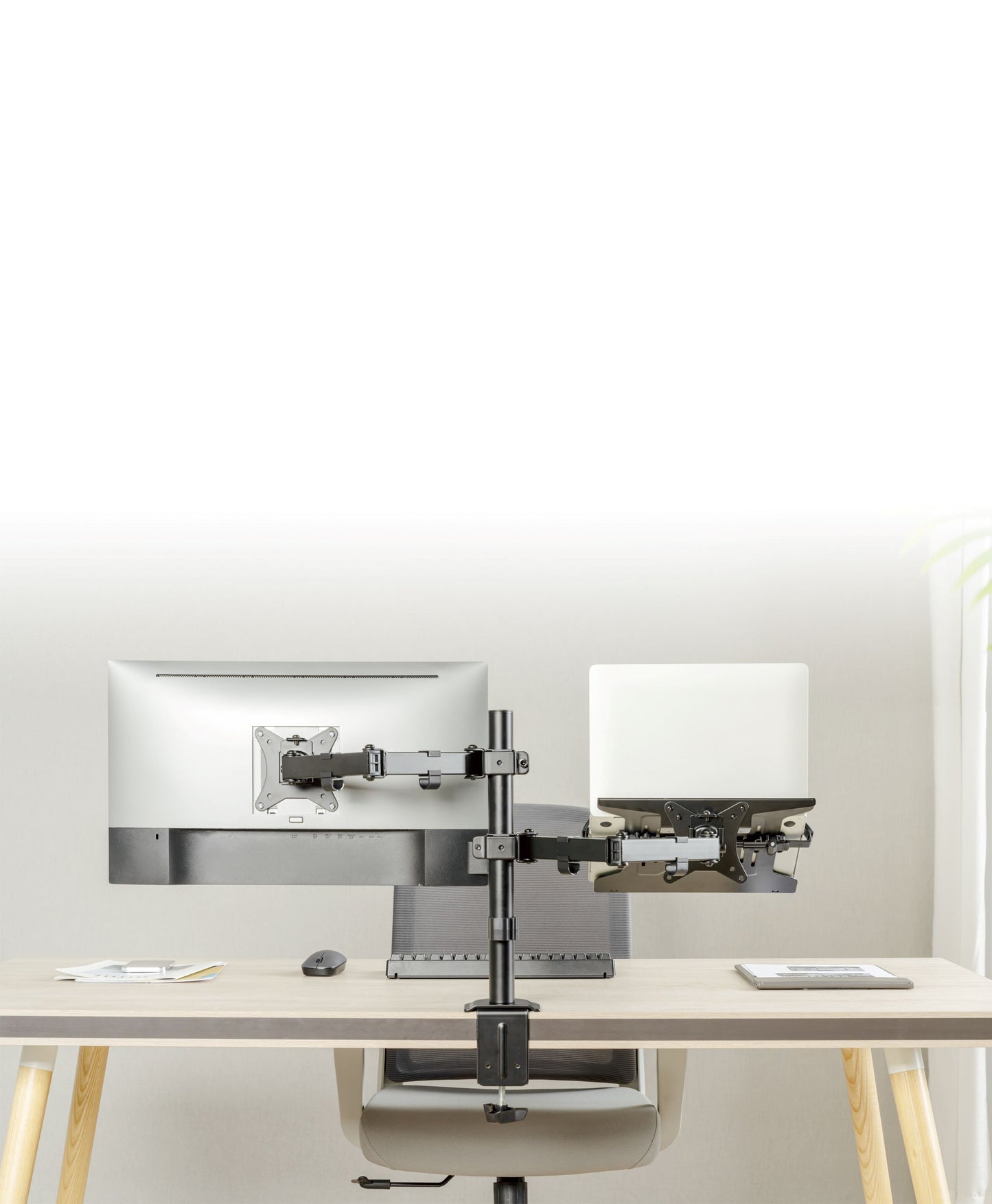 Gembird MA-DA-03 Adjustable desk mount with monitor arm and notebook tray (rotate, tilt, swivel), 17”-32”, up to 9 kg