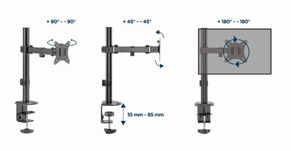 Gembird MA-D1-03 monitor mount / stand 81.3 cm (32") Desk Black