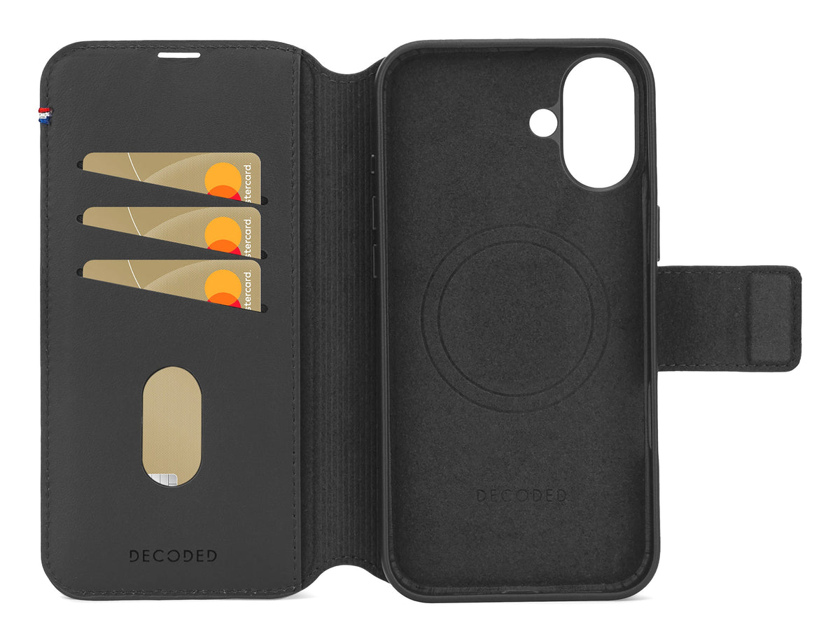 Decoded Leather Detachable Wallet for iPhone 16 — Black