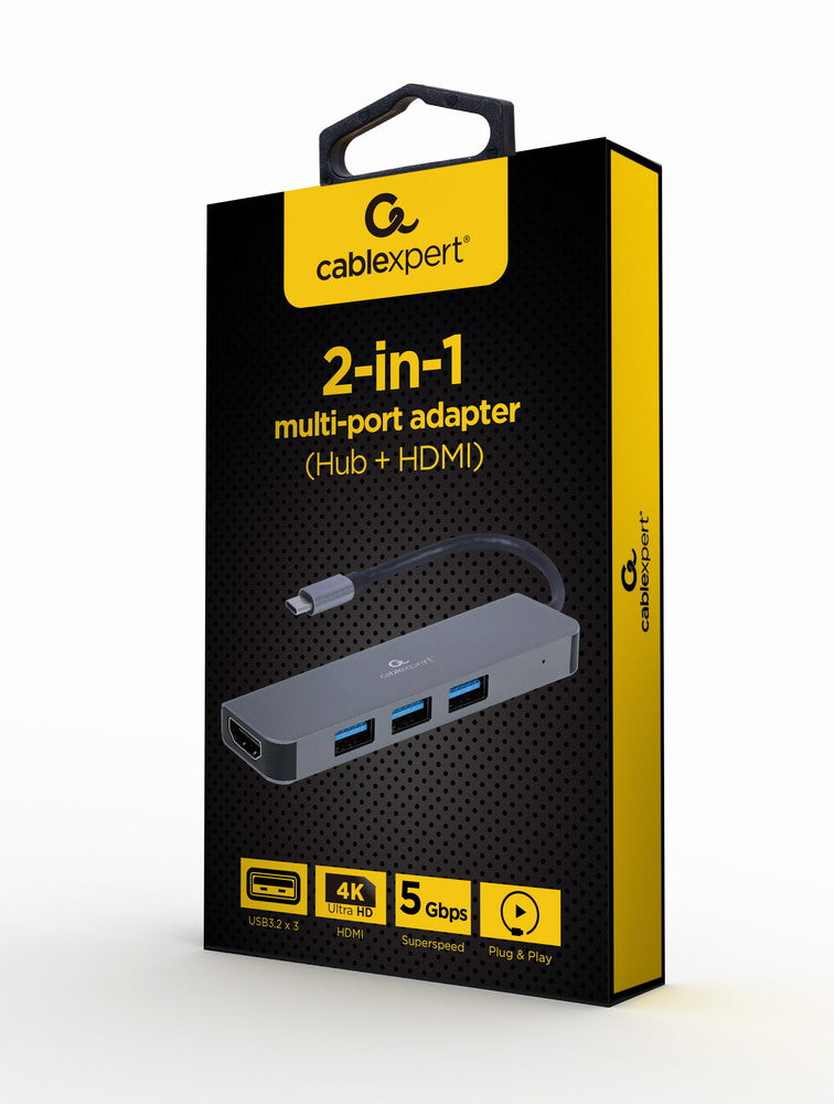 Gembird A-CM-COMBO2-01 USB Type-C 2-in-1 Multi-Port Adapter (Hub + HDMI)