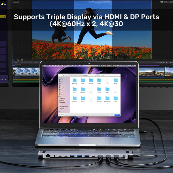 UNITEK 4K KVM DOCKING STATION, USB-C, HDMI WITH STAND