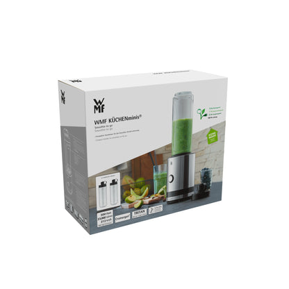 WMF consumer electric KÜCHENminis Smoothie-to-go (edelstahl/schwarz, 300 Watt, Behälter 0,6 Liter)