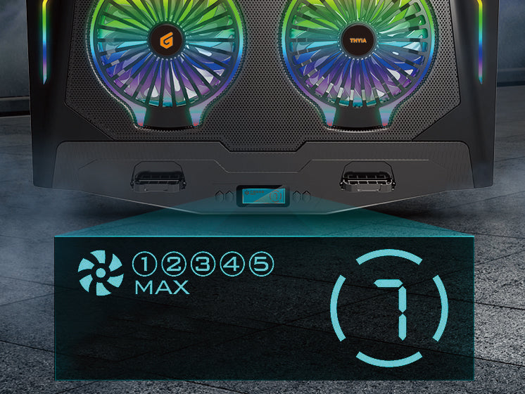 CONCEPTRONIC 2-Fan USB-A2.0 Laptop-Kühlpad 40Kg RGB   17" sw