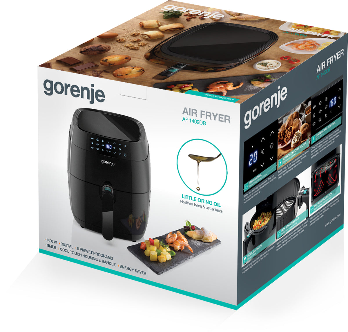 Gorenje AF1409DB Air Fryer, 3.5 L, 1400 W, LED Display, 1400 W