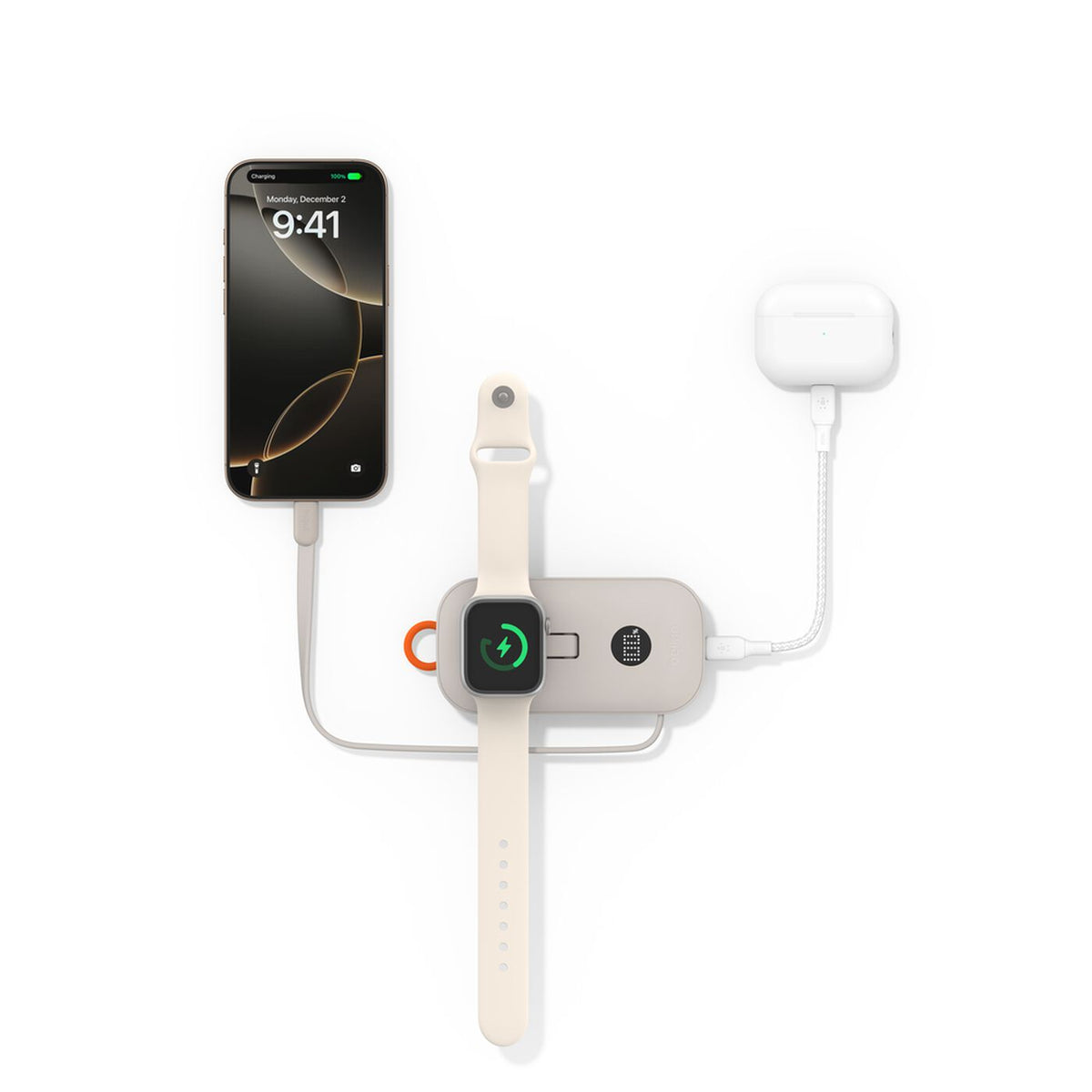 Belkin Powerbank 10,000mAh 45W with Apple Watch Charger — Sand (BPD012hqSA)