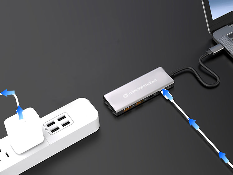 CONCEPTRONIC  4-1 Dock USB-C->2xUSB-C/2xUSB-A/100WPD 25cm gr