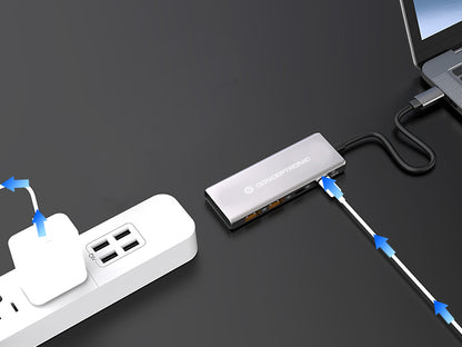 CONCEPTRONIC  4-1 Dock USB-C->2xUSB-C/2xUSB-A/100WPD 25cm gr