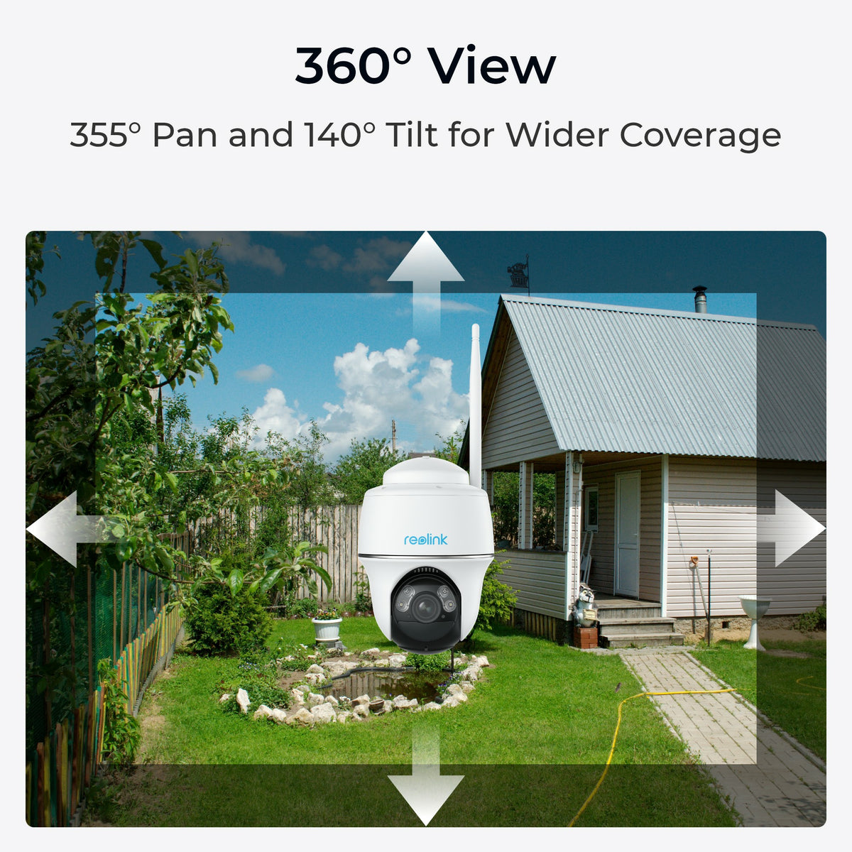 Reolink Argus Series B430 - 5MP Outdoor Wi-Fi Camera, Pan & Tilt, Person/Vehicle/Animal Detection, Color Night Vision