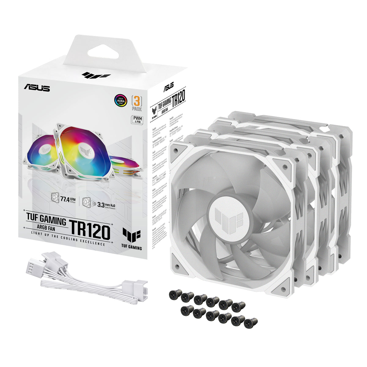 ASUS TUF Gaming TR120 ARGB Λευκός Ανεμιστήρας 3 σε 1 (90DA0093-B09020)