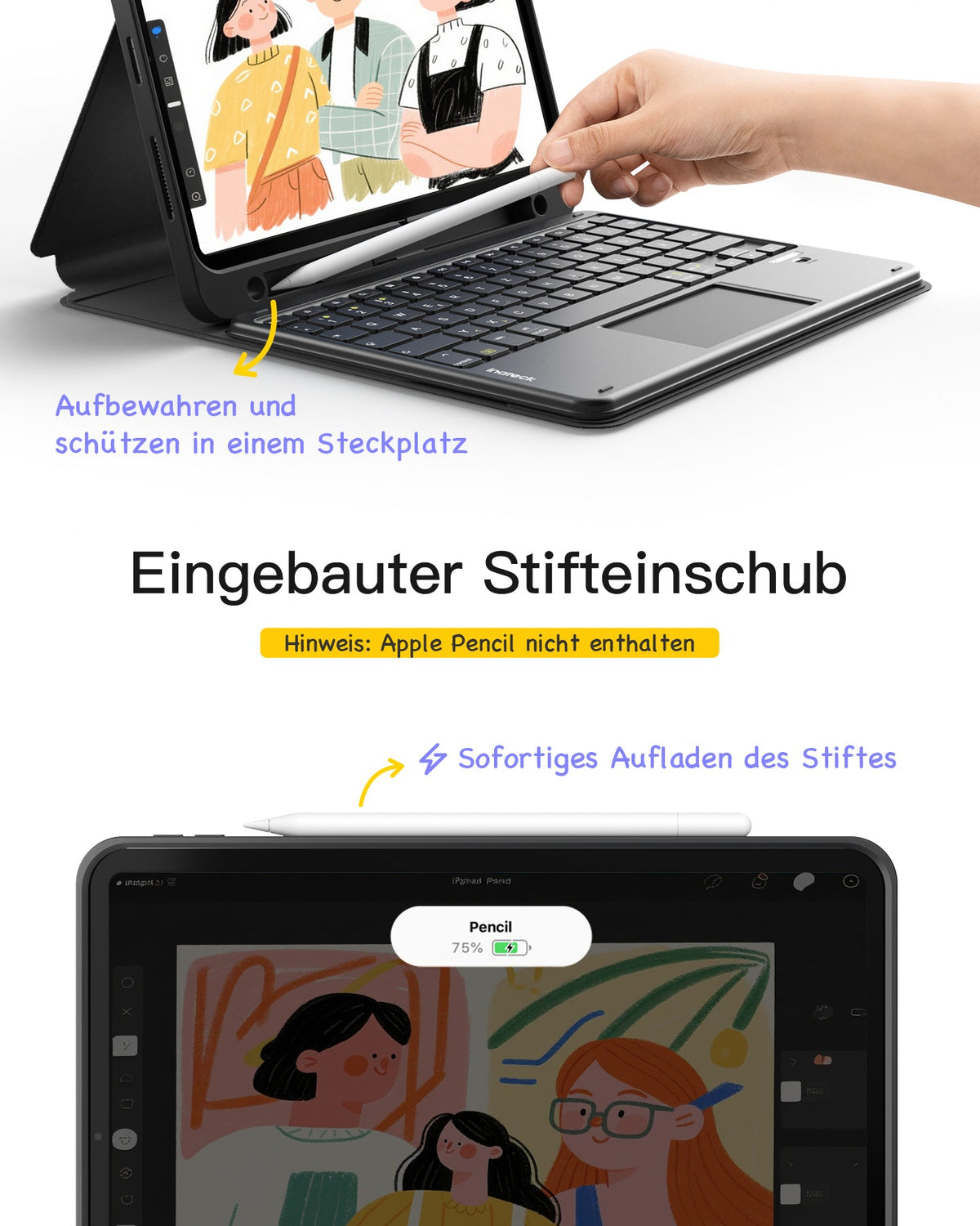 inateck KB002 Black Bluetooth-Tastatur-Hülle für iPad 11