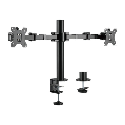LogiLink TIS 17"–32" Dual TFT 3-Joint Monitor Arm, Black, Max 12 kg, Hole Mount