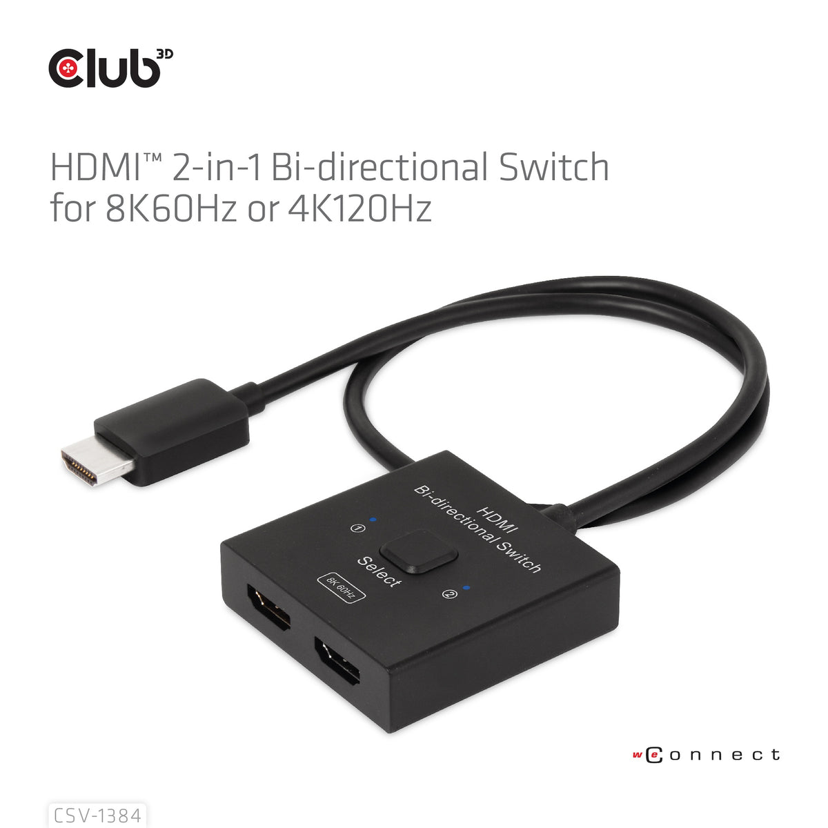 Club3D HDMI Switch 2-in-1 bidirektional   8K60Hz/4K120Hz UHD retail