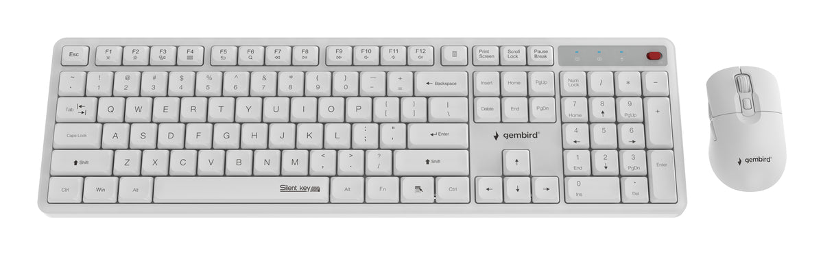 Gembird KBS-WMS-01-W Silent key Pro Business wireless desktop set, white, US layout
