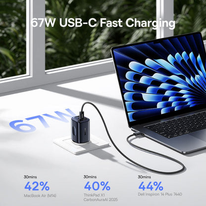 Baseus PicoGo AE11 Fast Charger 2C+U 67W EU Cosmic, Black