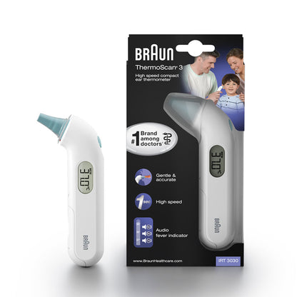 Braun Fieberthermometer ThermoScan 3 (weiß, Infrarot-Ohrthermometer)