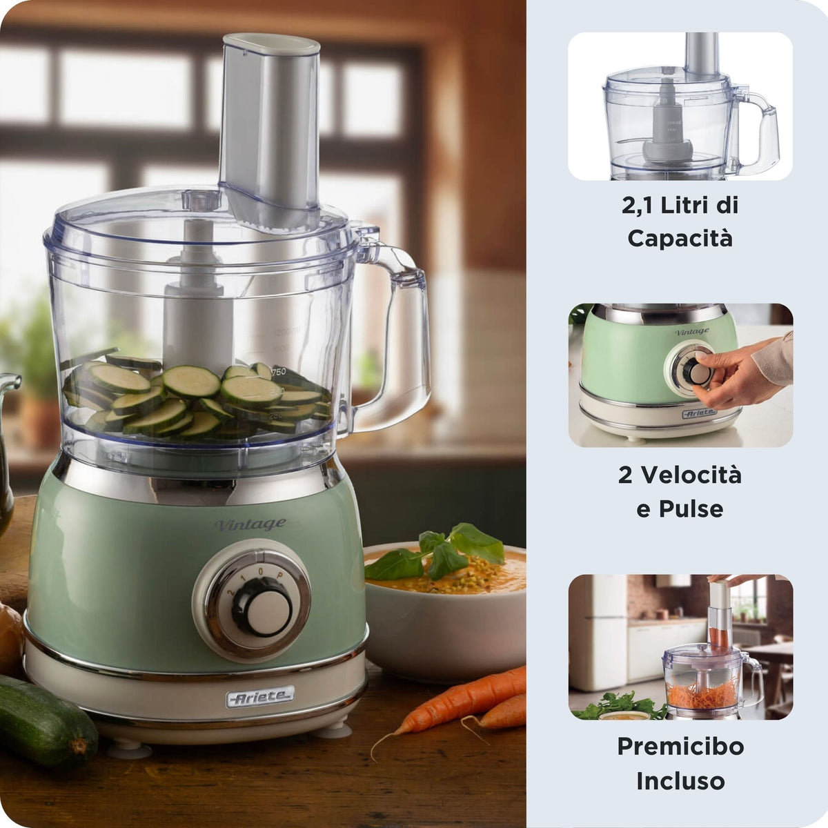Ariete Vintage Multifunktional Food Processor 2.1L green