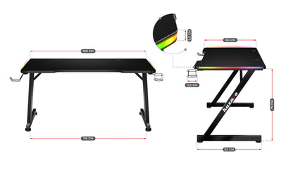 Γραφείο Gaming Huzaro Hero 2.5 με RGB LED Φωτισμό