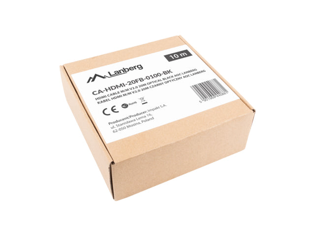 LANBERG 10M HDMI Cable Male to Male V2.0 Optical AOC Black CA-HDMI-20FB-0100-BK
