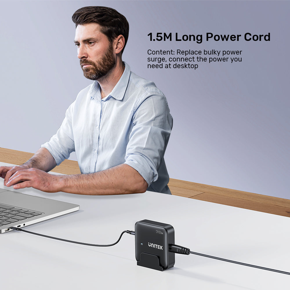 GaN network charger - Unitek P1228ABK01-EU | 70W 2x USB-C 2x USB-A