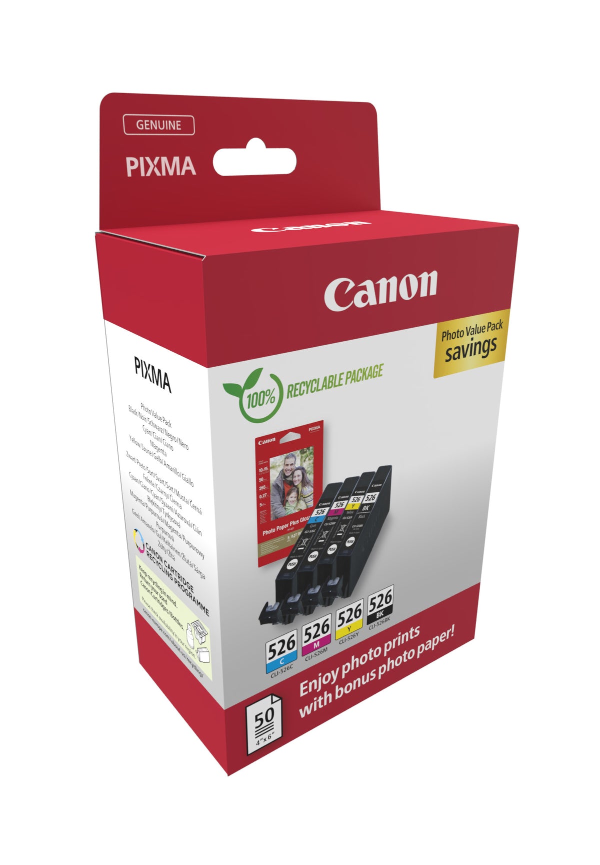 Canon CLI-526 Ink Cartridges 4-Pack — Black + Color