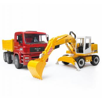 BRUDER MAN TGA Κινητήρας Kipp-LKW (κόκκινο/κίτρινο, με Liebherr Σκαπτικό)