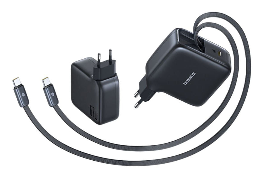 Baseus EnerCore CJ21 Charger Retractable 3C 67W EU, Black