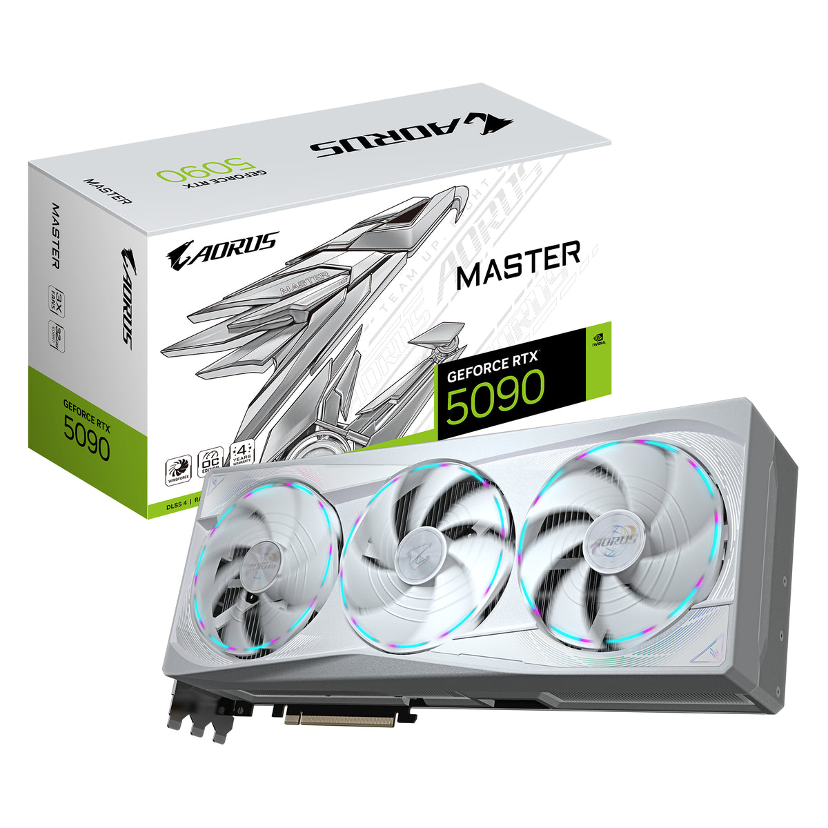 GIGABYTE AORUS GeForce RTX 5090 MASTER ICE 32G Graphics Card - 32GB GDDR7, 512bit, PCI-E 5.0, 2655MHz Core Clock, 3 x DP 2.1a, 1 x HDMI 2.1b, NVIDIA DLSS 4, GV-N5090AORUSM ICE-32GD