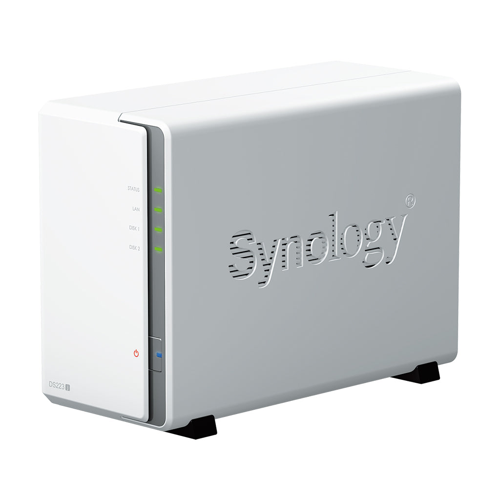 Synology DiskStation DS223J NAS / Storage Server Desktop — Realtek RTD1619B, 1 GB DDR4, DiskStation Manager, White