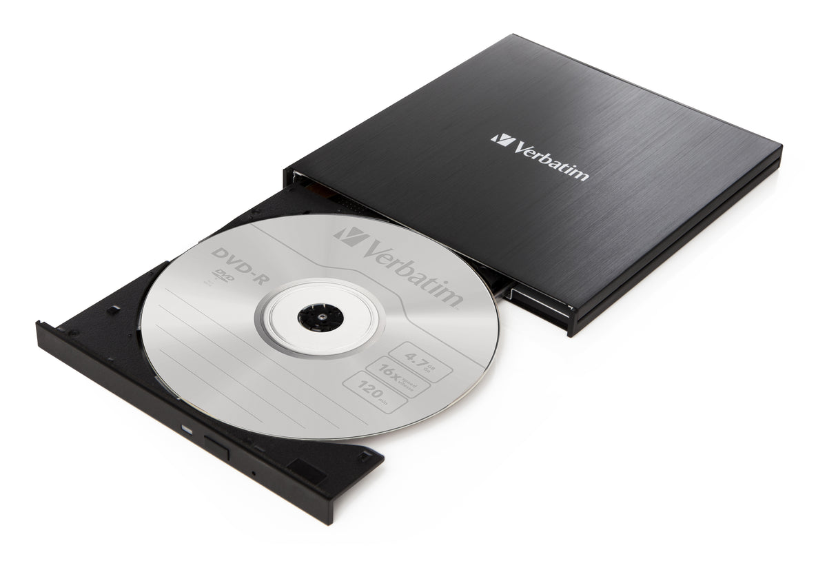 Verbatim Externer Slimline CD-DVD-Brenner, externer DVD-Brenner (USB-C 3.2 Gen 1 (5 Gbit/s))