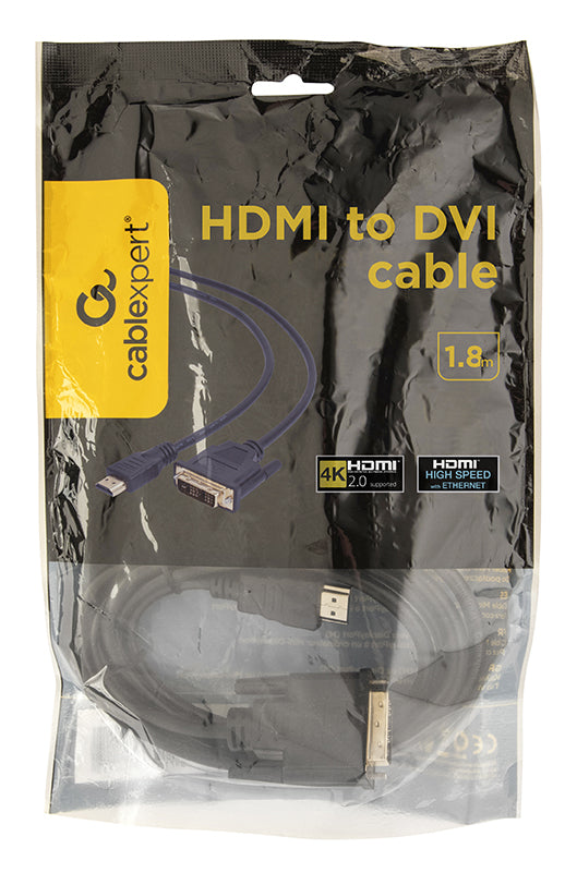 Gembird καλώδιο 1,8 μέτρα, HDMI σε DVI-D αρσενικό/αρσενικό, μαύρο