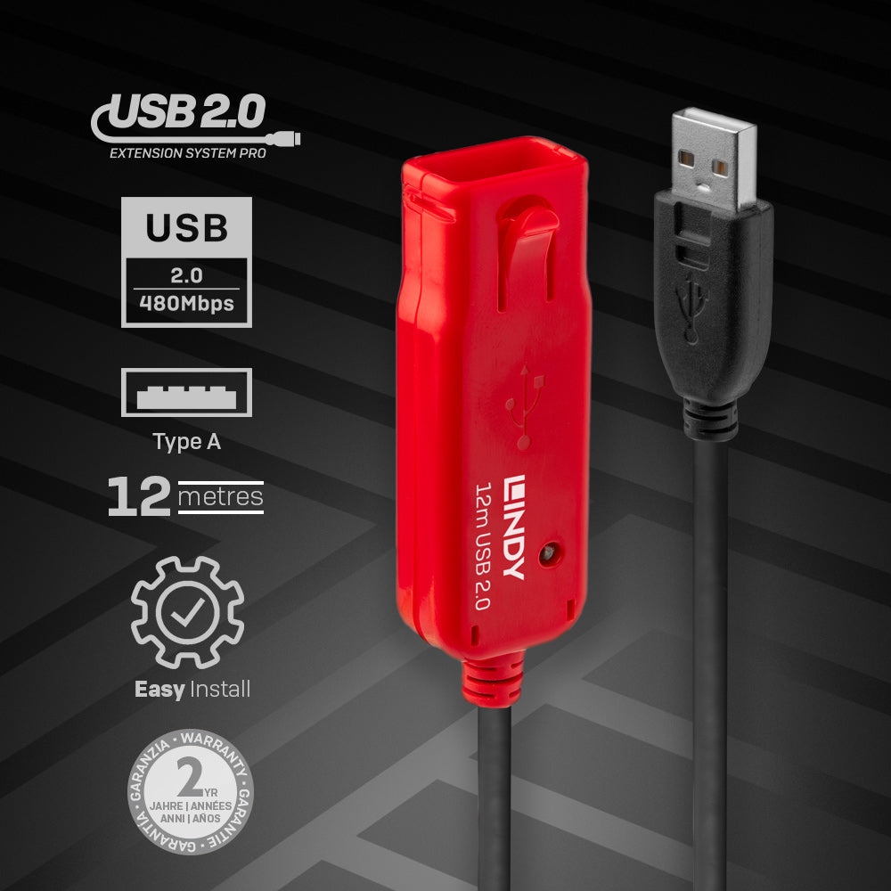LINDY USB 2.0 Aktiv-Verlängerungs-Hub Pro 4 Port 12m